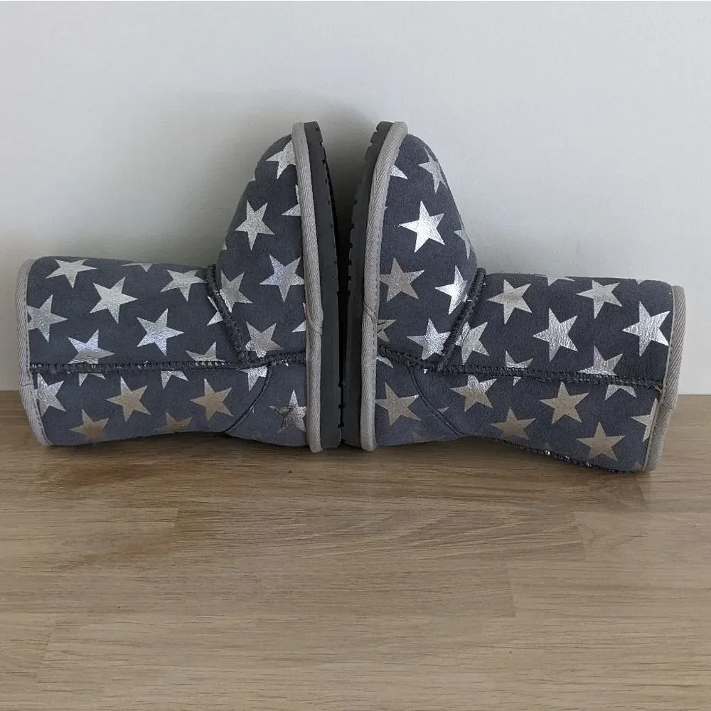 Emu Australia Starry Night Silver Metallic Gray Suede Boots 9 Toddler Girl